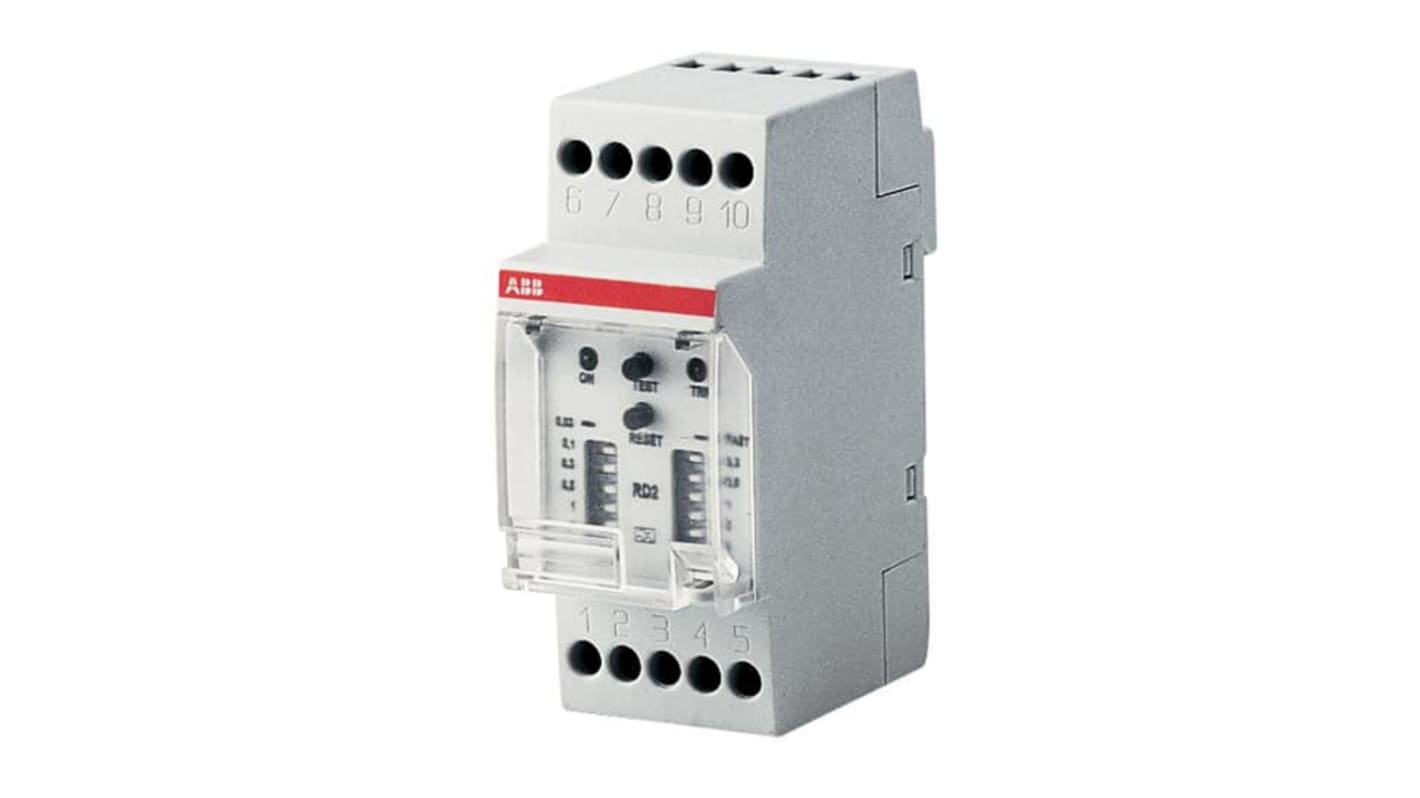 Monitor di corrente residua ABB RCD RD2, 63A, montaggio su guida DIN, tensione 230-400V, impostazioni tramite minidip.