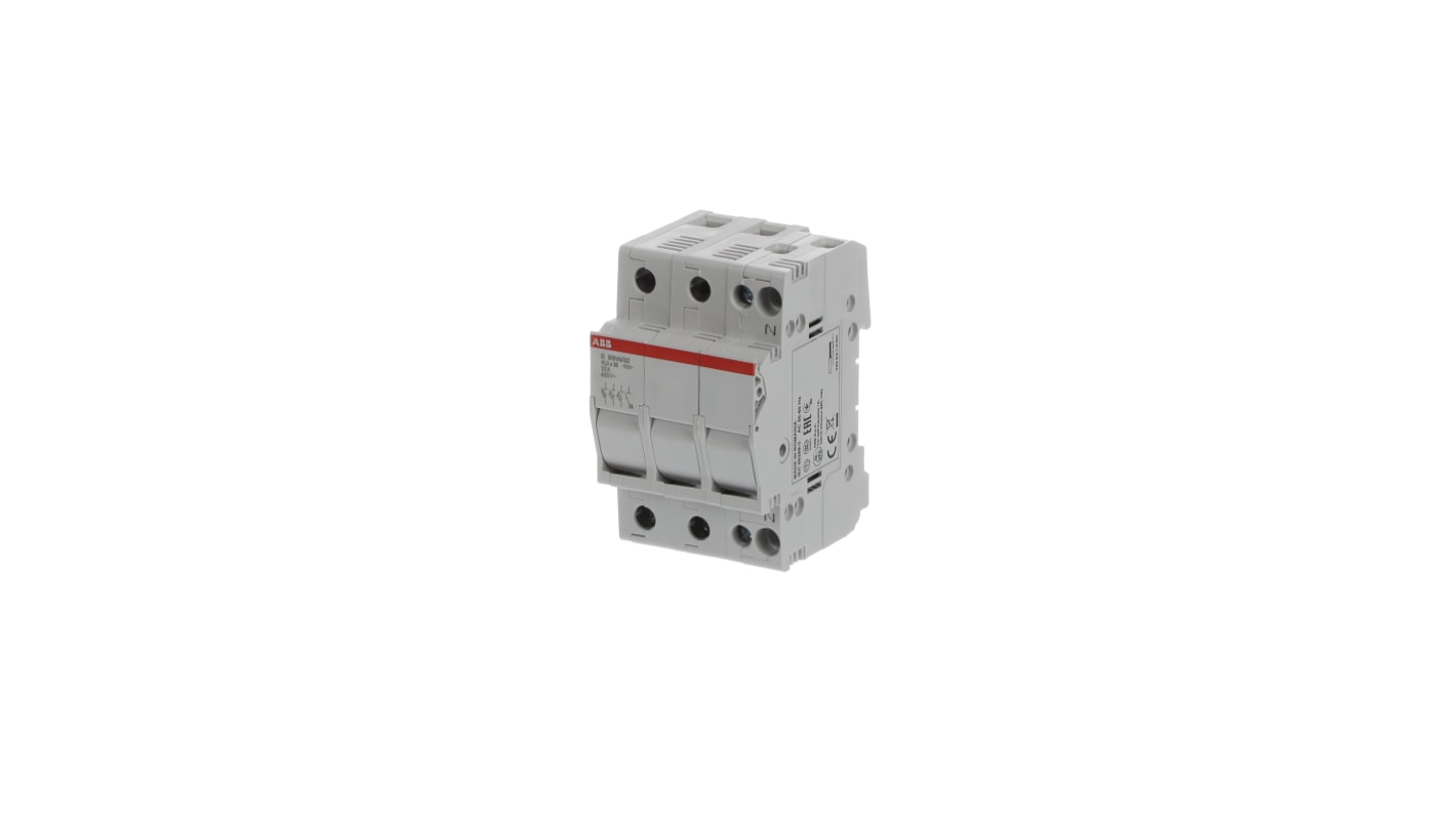 Sezionatore portafusibili ABB E 93hN/32, 4 poli, corrente 32A, fusibile 10 x 38mm, tensione 690V, per automazione industriale.