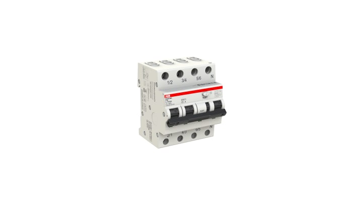 Interruttore differenziale ABB 4 poli, 32A, 30mA, montaggio su guida DIN, dimensioni 69 x 71 x 85mm, conforme CE.