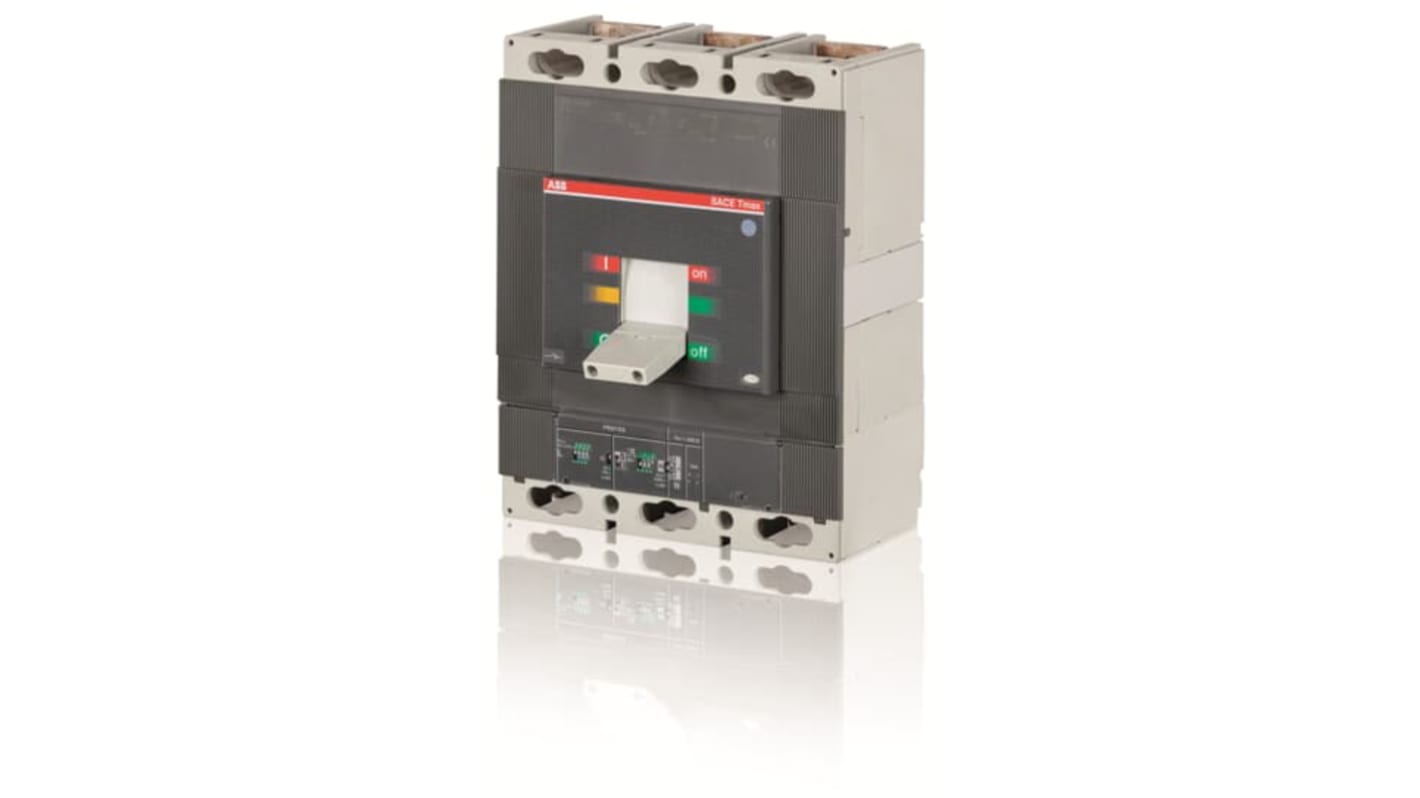 Interruttore automatico MCCB ABB 800A, 3 poli, montaggio fisso, dimensioni T4-T6, conforme agli standard IEC. Codice 1SDA060278R1.