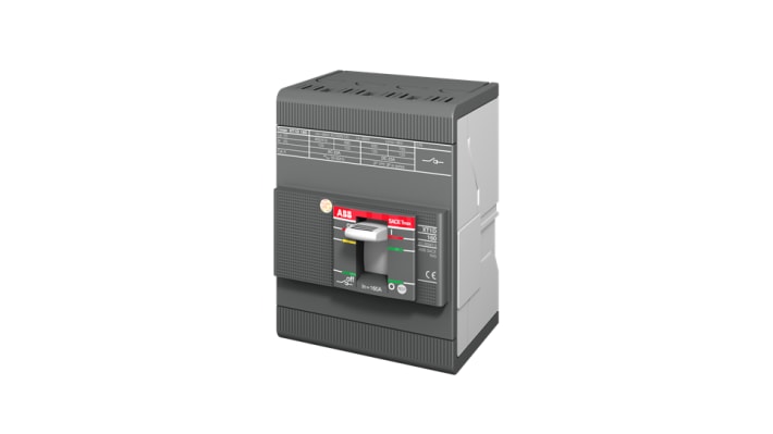 Sezionatore con interruttore ABB XT1D 160 FF, 4 poli, montaggio superficiale, corrente 160 A, dimensioni 70 mm x 101.6 mm x 130 mm.