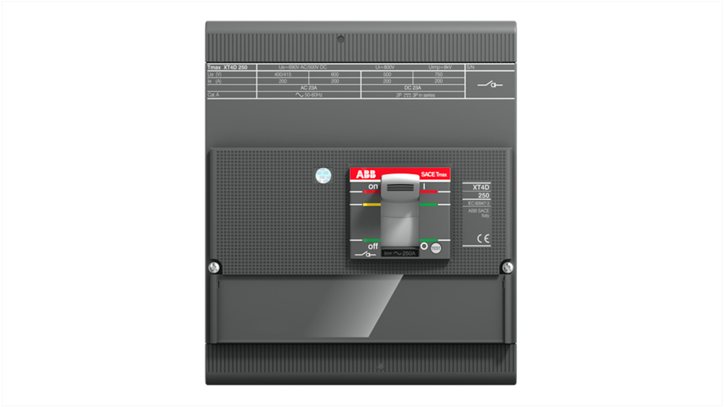 Sezionatore con interruttore ABB XT4D, 4 poli, corrente 250A, montaggio superficiale, modello 1SDA068213R1.