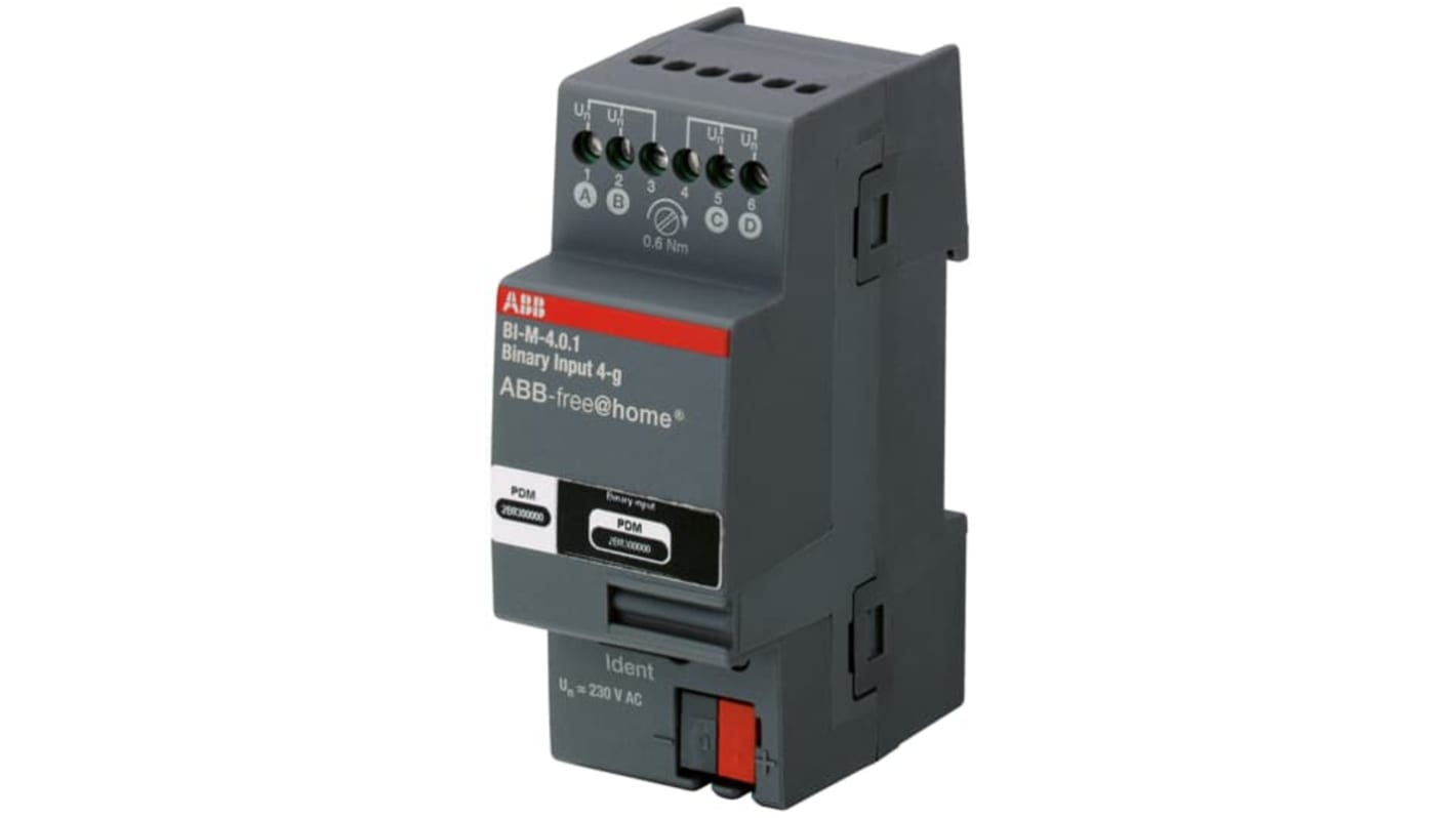 ABB 2CDG510004R0011, modulo di ingresso KNX, 4 canali, rilevamento segnali 10-230 V, montaggio su guida DIN, IP20.