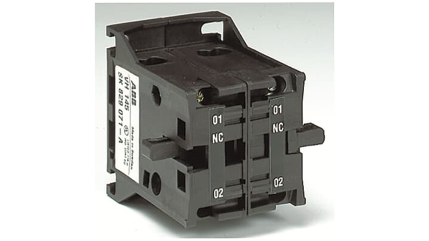 Interblocco meccanico ABB SK829071-B VH 300 per contattori a blocchi, corrente nominale 6A, impedisce chiusura simultanea.