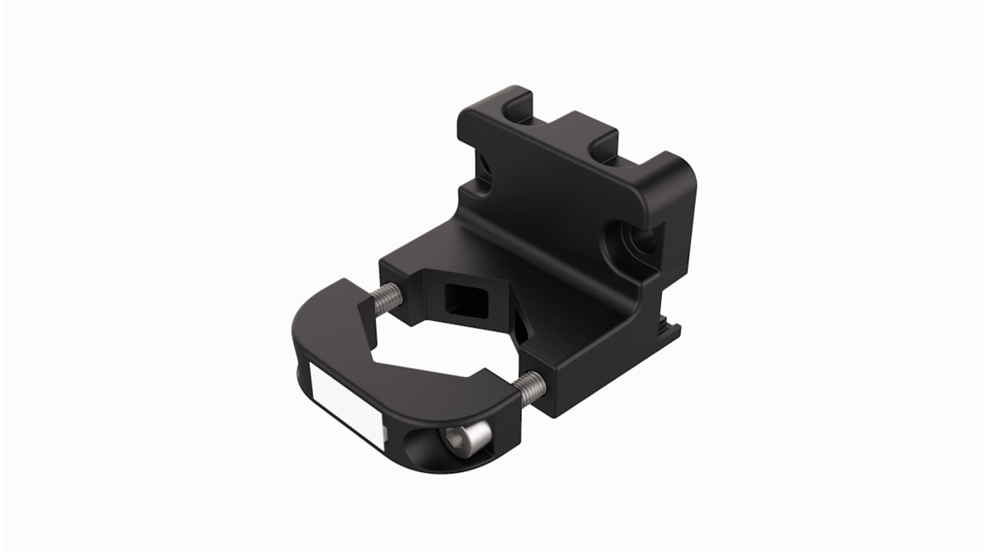 Staffa di montaggio Turck FAM-30-PA66 per sensori di temperatura, con chiave variabile da 24 a 30 mm e piastre di etichettatura.