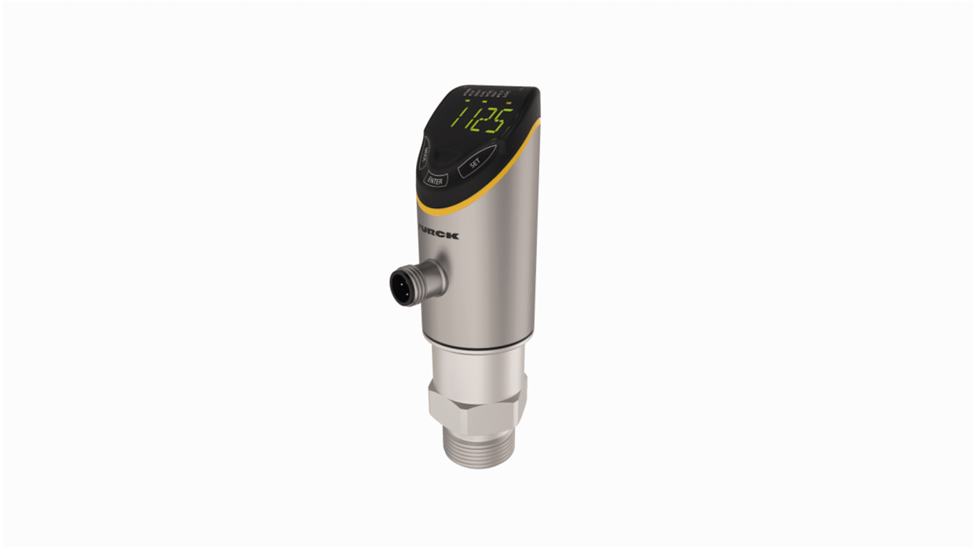 Sensore di livello a ultrasuoni Turck LUS211-40-34-LI2UPN8-H1141, corpo in acciaio INOX, portata 130 cm, interfaccia IO-Link.