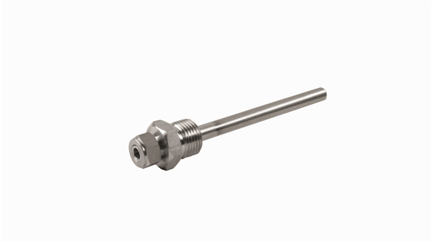 Pozzetto termometrico Turck THW-3-G1/4-A4-L100 per sonde di temperatura, filettatura maschio G1/4, profondità 100 mm.