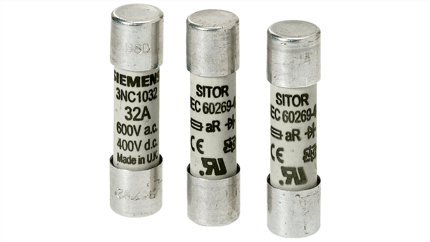 Fusibile a cartuccia Siemens 3NC1463-0MK, 63A, Ø 14 x 51mm, montaggio verticale, tensione 690 V c.a. e 250 V c.c.
