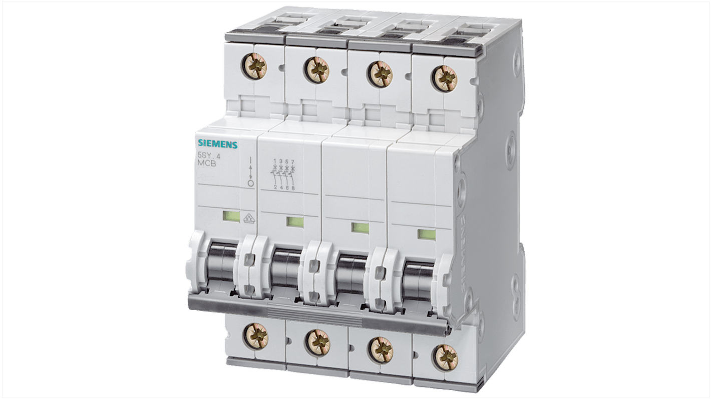 Interruttore magnetotermico Siemens 5SY4402-7, 4P 2A, Tipo C per protezione affidabile e universale delle installazioni elettriche. Ideale per industrie e infrastrutture.