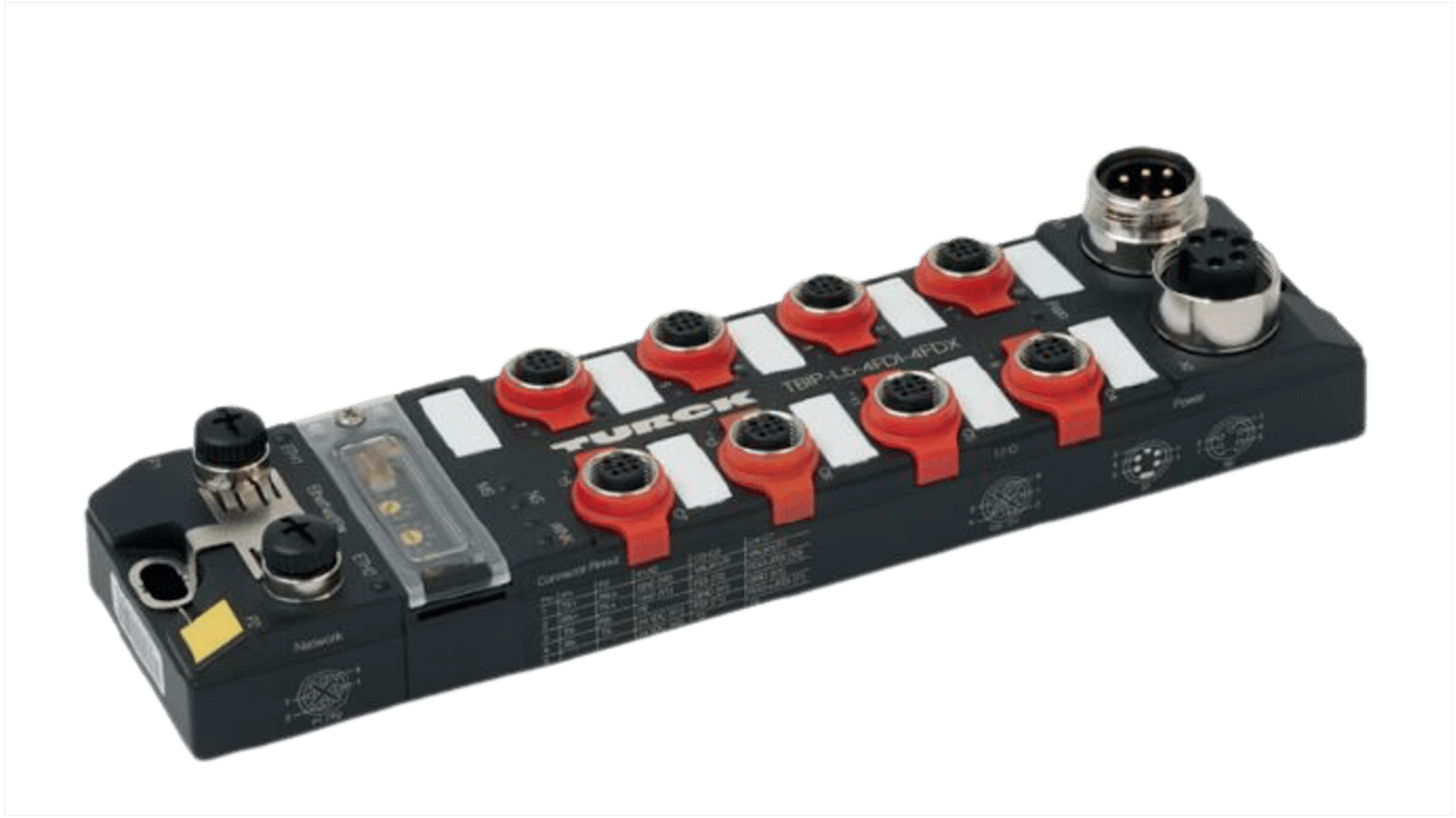 Modulo I/O Turck TBIP-L4-4FDI-4FDX, con quattro ingressi digitali SIL3, contenitore in fibra di vetro, IP65/IP67/IP69K.