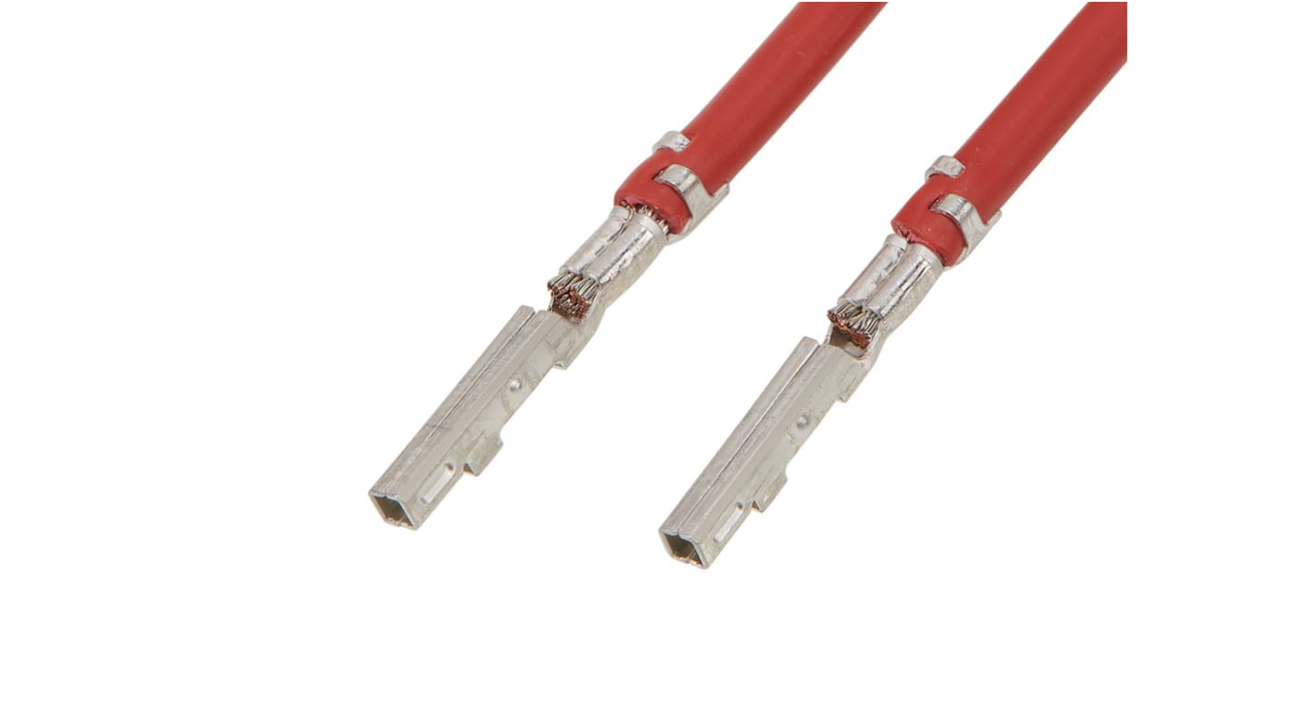 Conduttore pre-crimpato Molex 215345-2125, femmina, 16 AWG, 450 mm, rosso, placcato stagno, 14 A, 600 V.