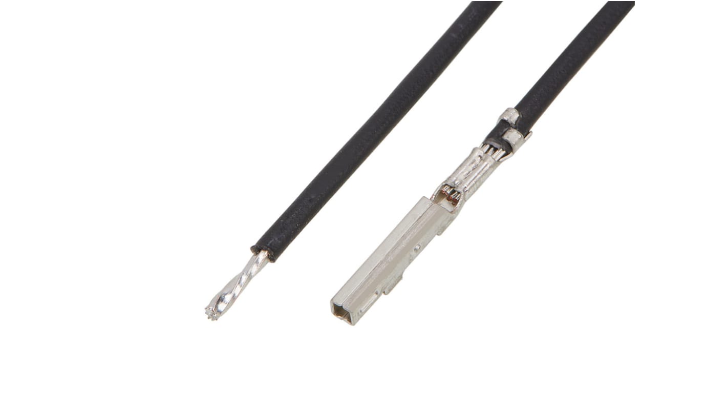 Conduttore pre-crimpato Molex 215346-1125, femmina, 16 AWG, lunghezza 450 mm, placcato stagno, 14 A, 600 V.