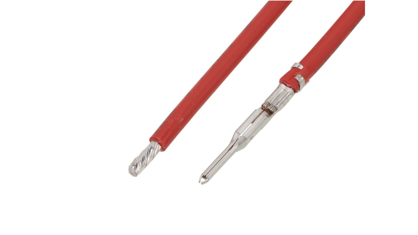 Conduttore pre-crimpato Molex 215348-2125, maschio a maschio, 16 AWG, 450 mm, colore rosso, senza alogeni.