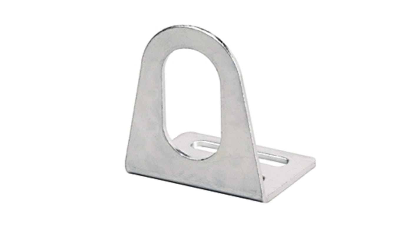 Staffa di montaggio Allen Bradley 871A-BRN18 per sensori di prossimità tubolari, in acciaio zincato, per posizionamento regolabile.