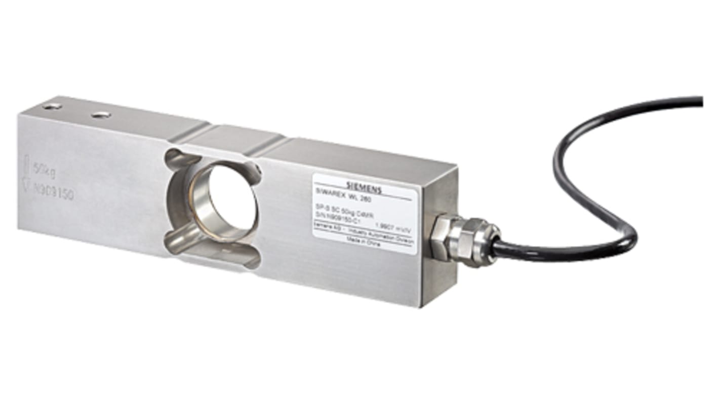 Cella di carico Siemens 7MH5118-3GD00 per compressione, carico nominale 200kg, precisione ±0,02%, acciaio inox, IP68/IP69K.