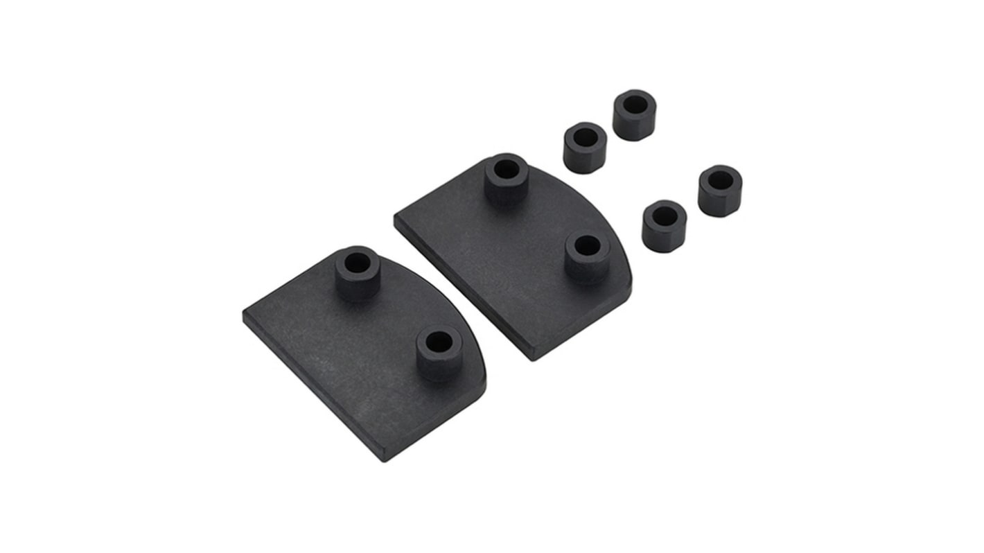 Kit di fissaggio Omron D41D-MS per interruttori serie D41D, include piastre di montaggio e tappi per boccole.