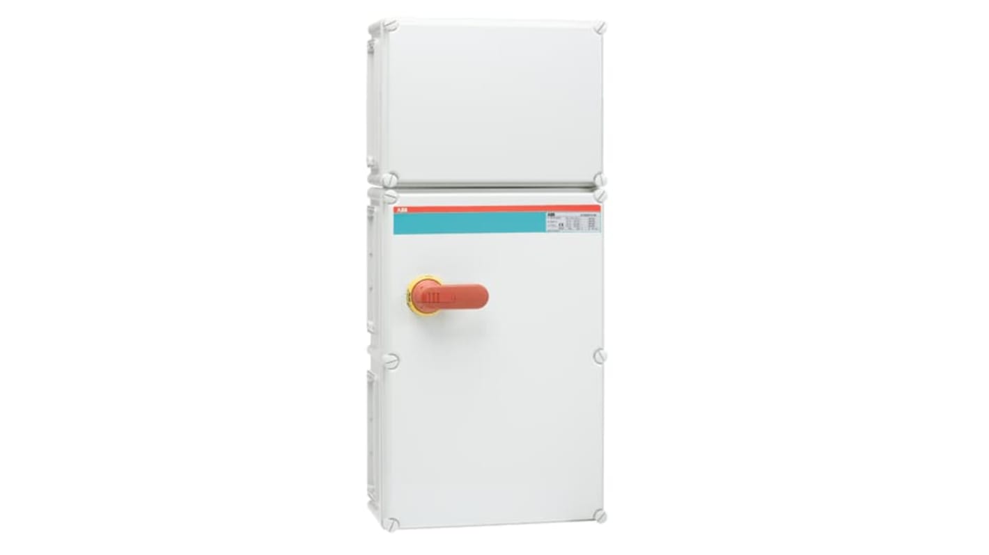 Sezionatore con interruttore ABB 1SCA022278R3120, 3 poli, 400A, IP65, montaggio a vite, contenitore in policarbonato rinforzato.