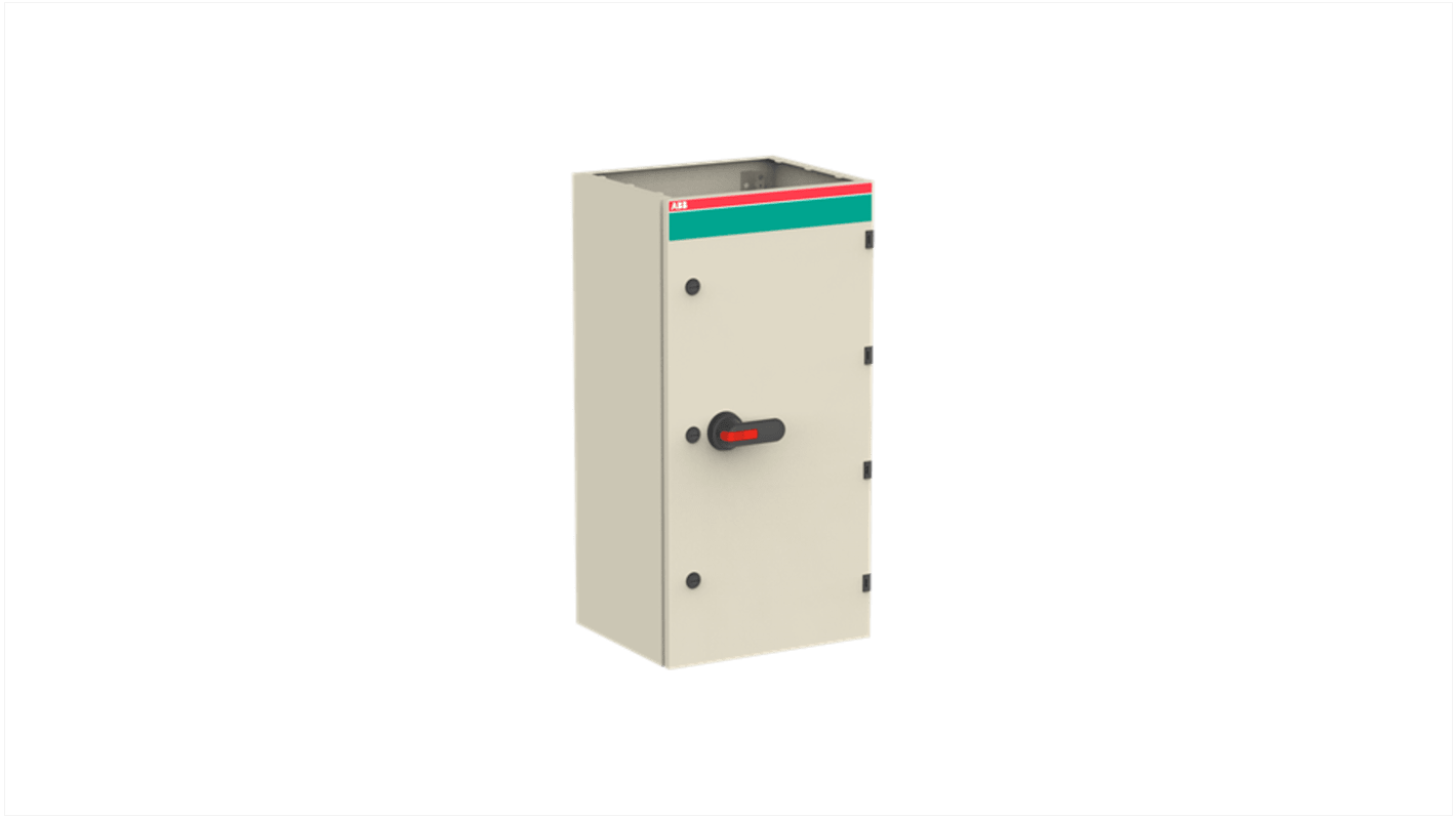 Sezionatore con interruttore ABB, 4 poli, 400A, montaggio a vite, protezione IP54, adatto per uso esterno.
