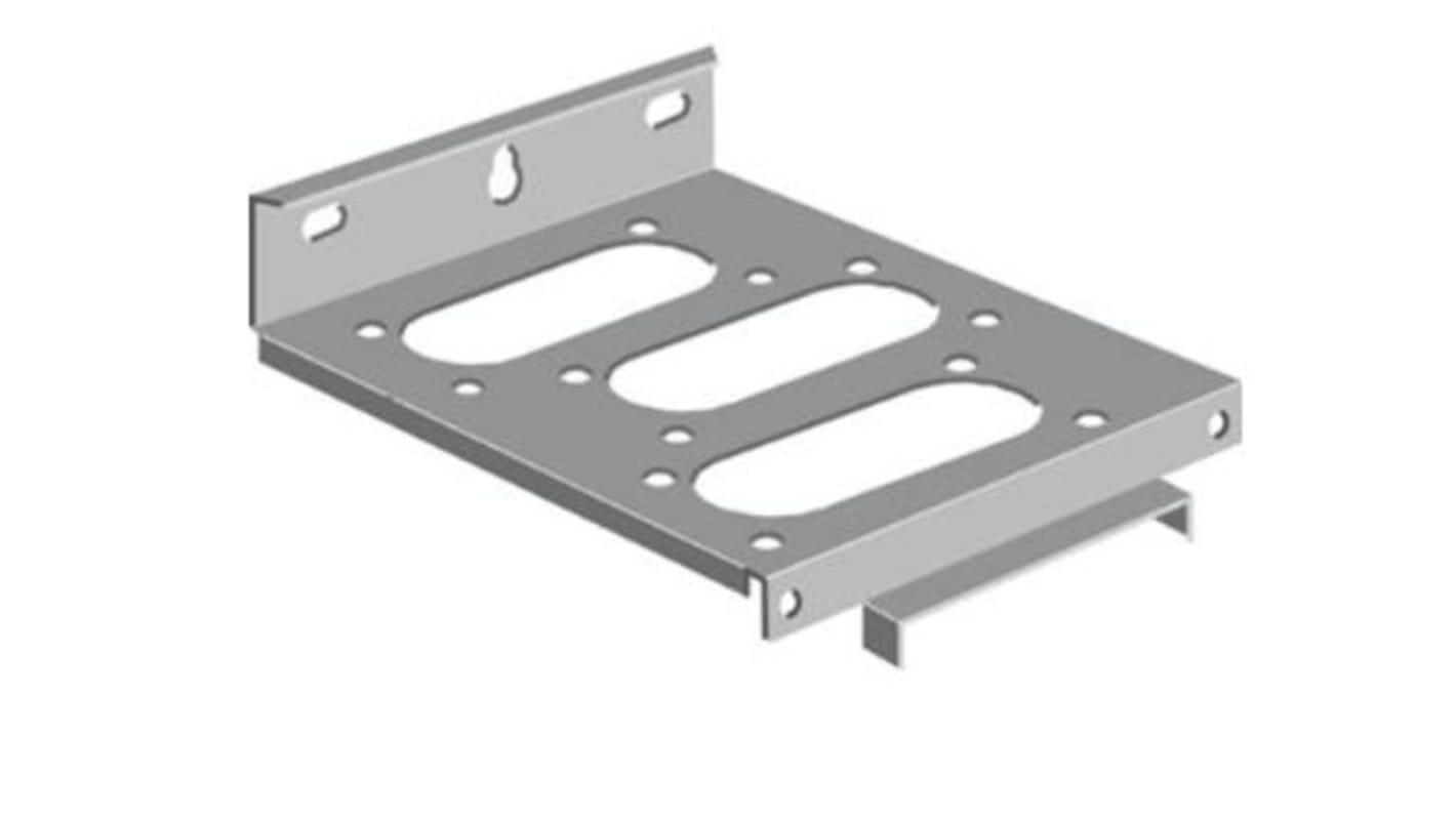 Piastra di interfaccia ABB 1SCA022338R5790 in acciaio, con quattro ingressi cavo tipo C, larghezza 400 mm. Accessorio per installazioni industriali.