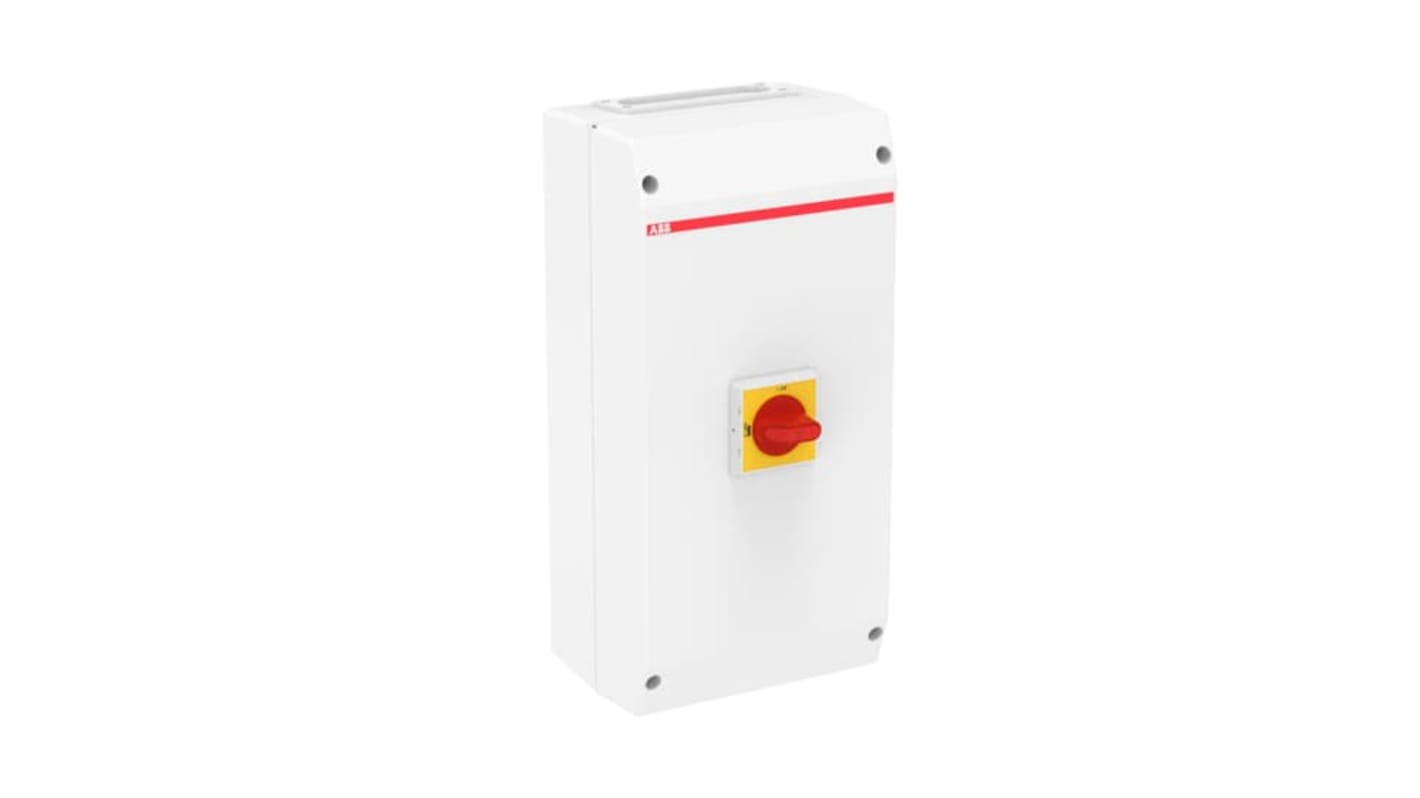 Sezionatore interruttore ABB 1SCA022382R0550, 3 poli, 100A, 750 V, montaggio a vite, grado di protezione IP65.