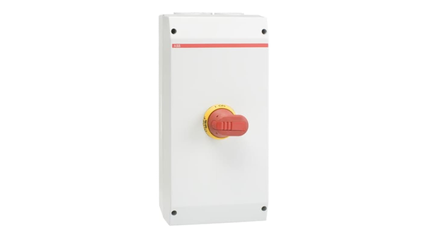 Sezionatore interruttore ABB serie OTP, 6 poli, 125A, 750 V, con 2 contatti ausiliari NA e 2 NC, montaggio a vite, protezione IP65.