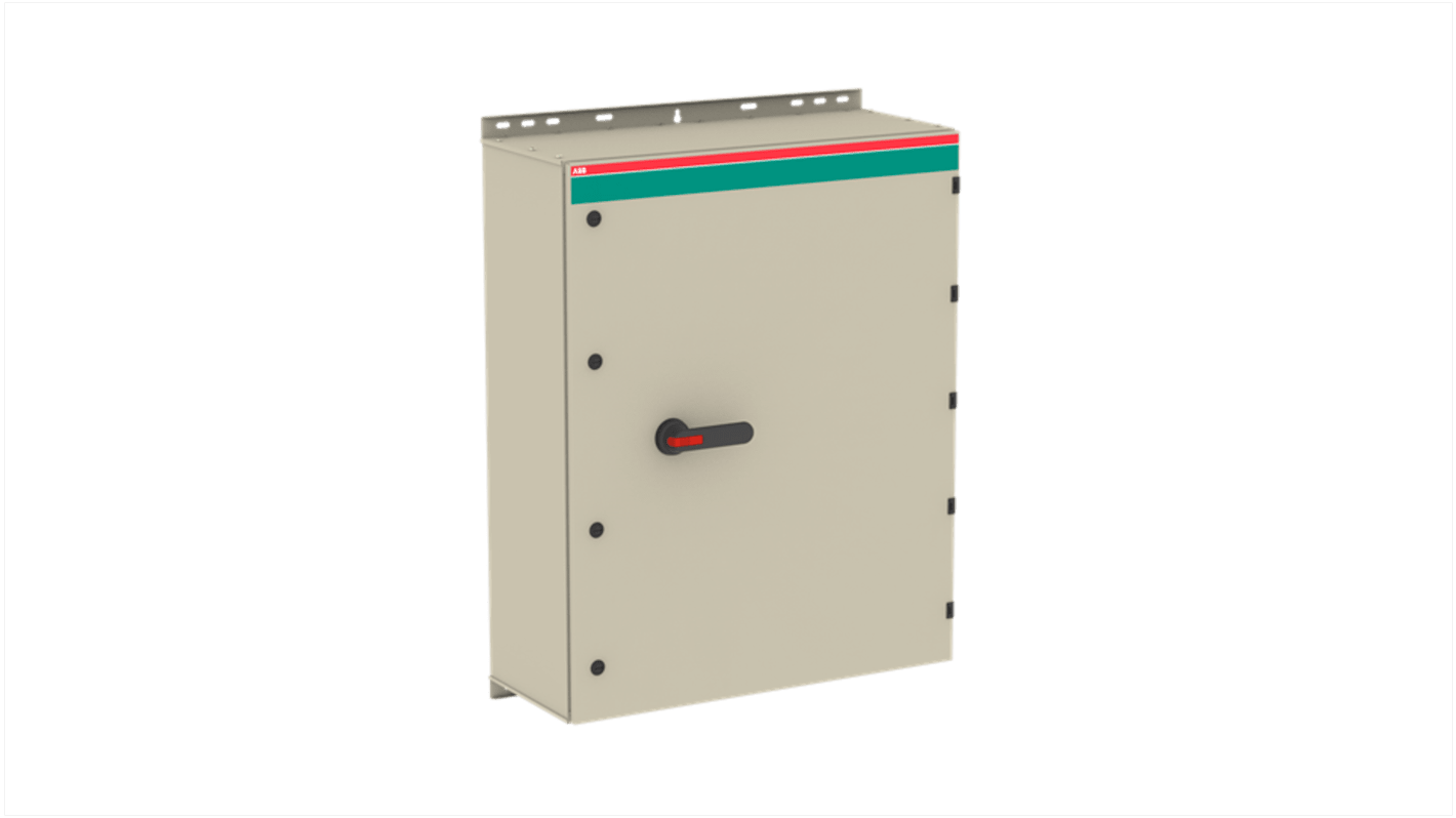 ABB Sezionatore con interruttore 4 poli, 570A, 1000 V, montaggio a vite, grado di protezione IP54, contenitore in acciaio.
