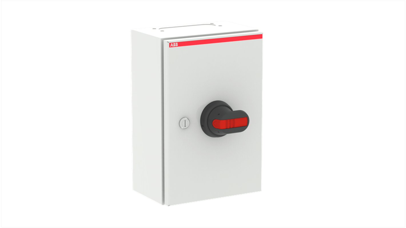 Sezionatore interruttore ABB OTL, 3 poli, 100A, montaggio a vite, IP65, 750 V, con contatti ausiliari 2NA e 2NC.