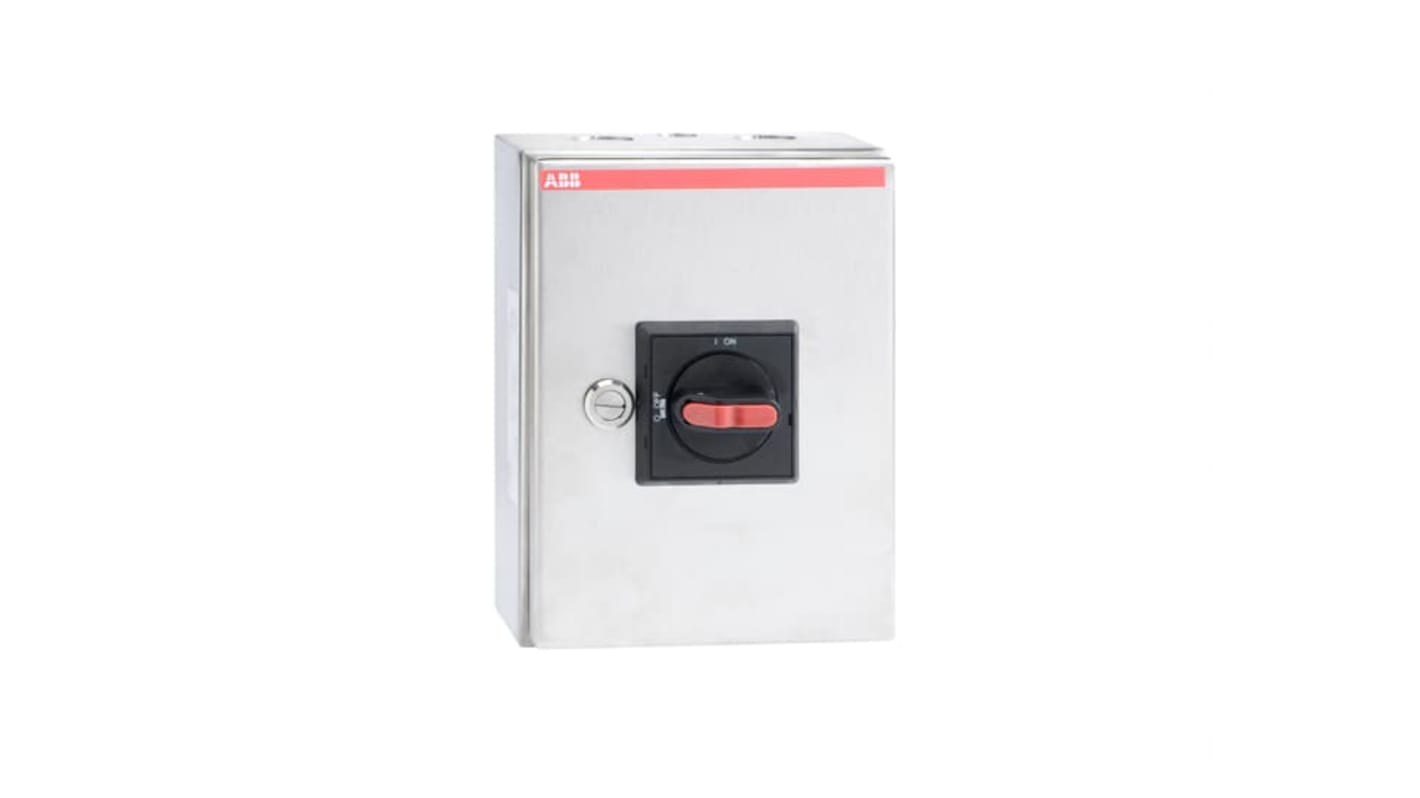 Sezionatore interruttore ABB OTR, 3 poli, 32A, 750V, IP65, acciaio inox AISI304, montaggio a vite, con contatti ausiliari.