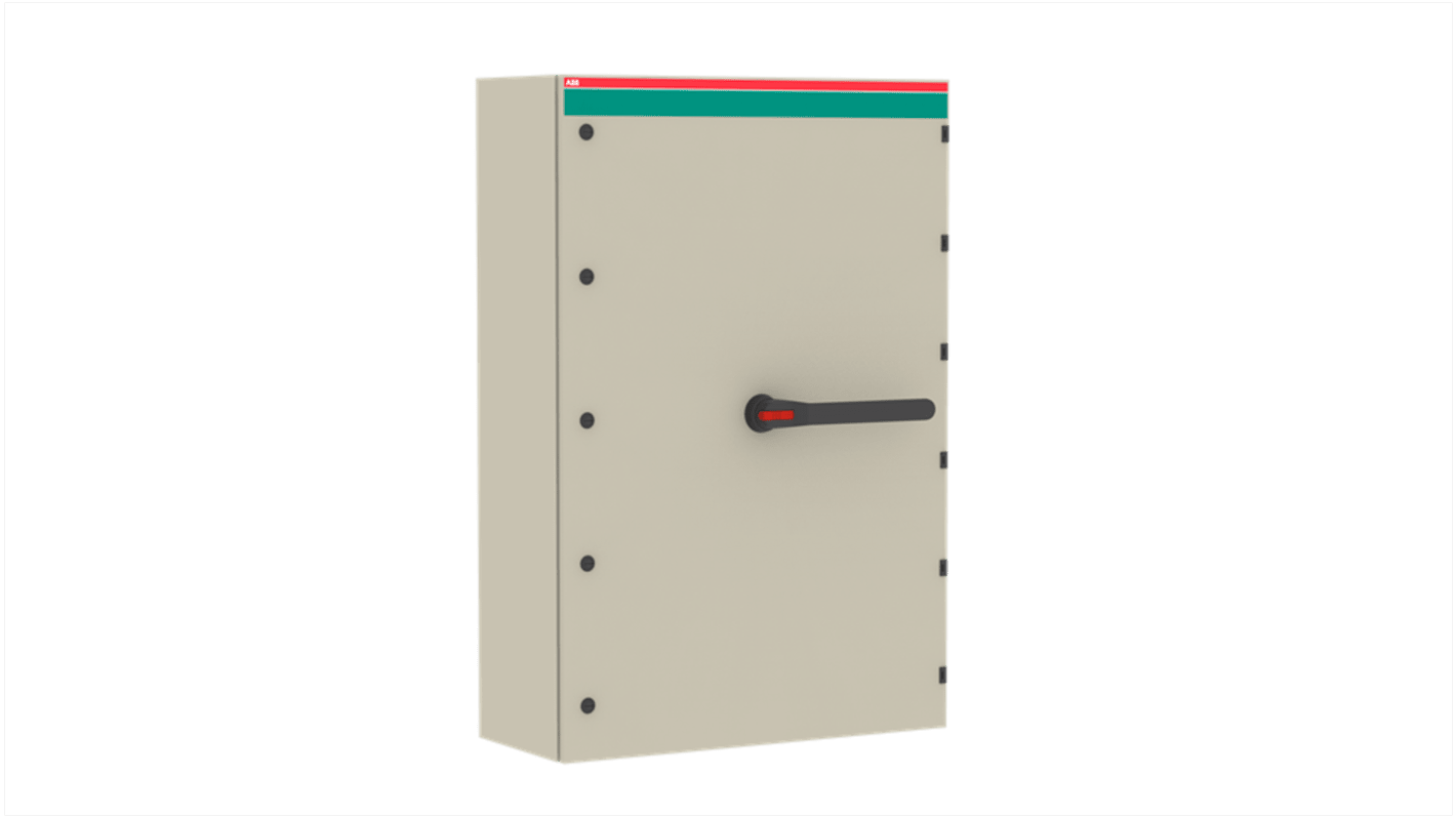 Sezionatore con interruttore ABB 1SCA022580R4340, 4 poli, corrente 720A, montaggio a vite, protezione IP54, adatto per uso esterno.