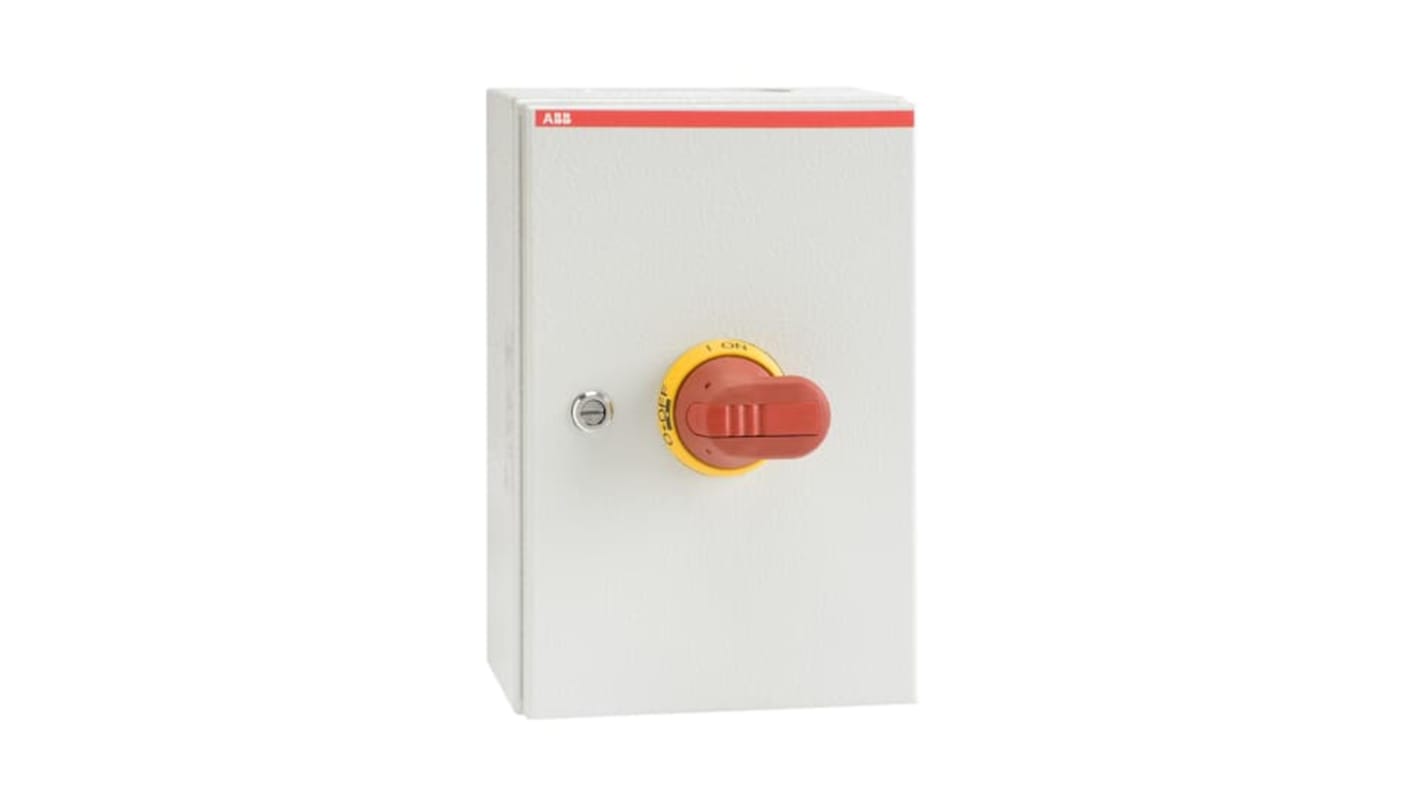 Sezionatore con interruttore ABB, serie OTL, 6 poli, corrente 63A, montaggio a vite, grado di protezione IP65, adatto per esterni.