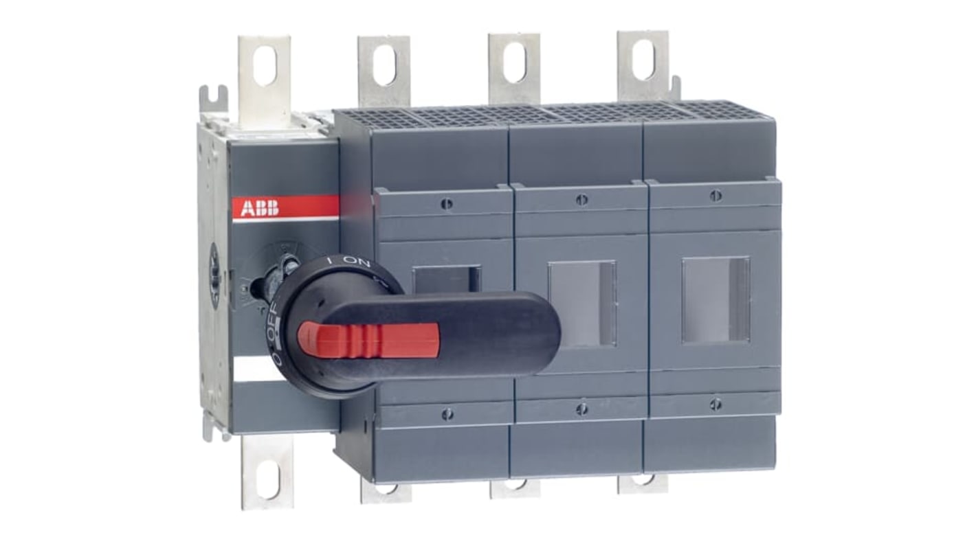 Sezionatore portafusibili ABB, 4 poli, fusibile B1-B4, corrente 315A, tensione 500V, design modulare per uso industriale.