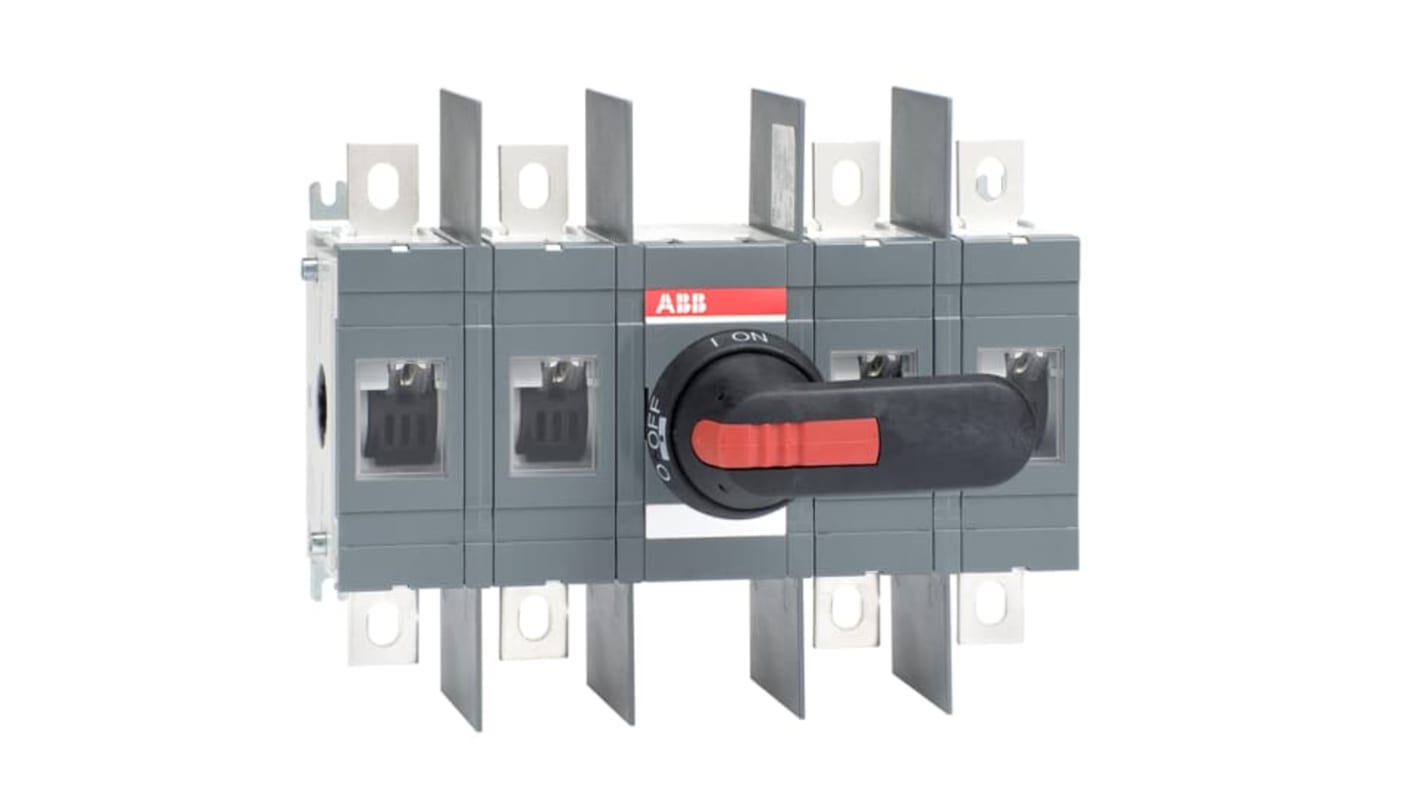 Sezionatore interruttore ABB 1SCA022762R7290, 4 poli, 400A, 1000V, montaggio a vite, protezione IP65, manico nero.