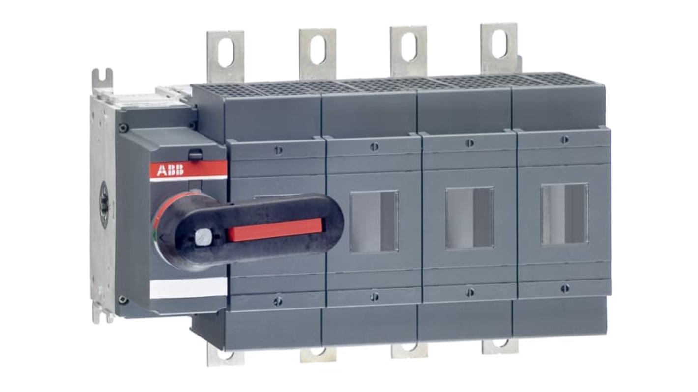 Sezionatore portafusibili ABB, 2 poli, 315A, 500V, fusibile B1-B4, maniglia a montaggio diretto, terminali 25 mm.