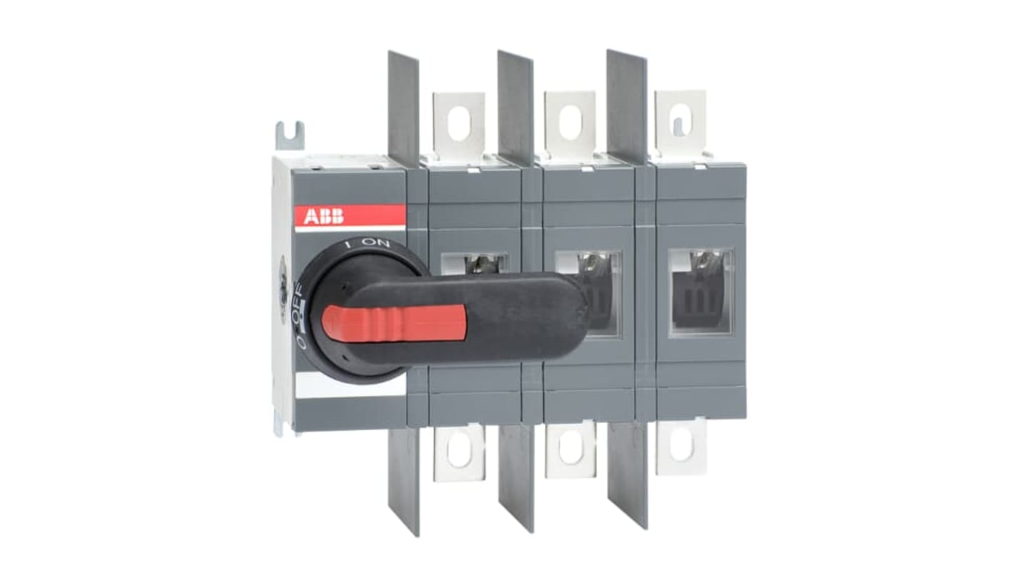Sezionatore con interruttore ABB, 3 poli, 315A, montaggio superficiale, protezione IP00, per applicazioni industriali.