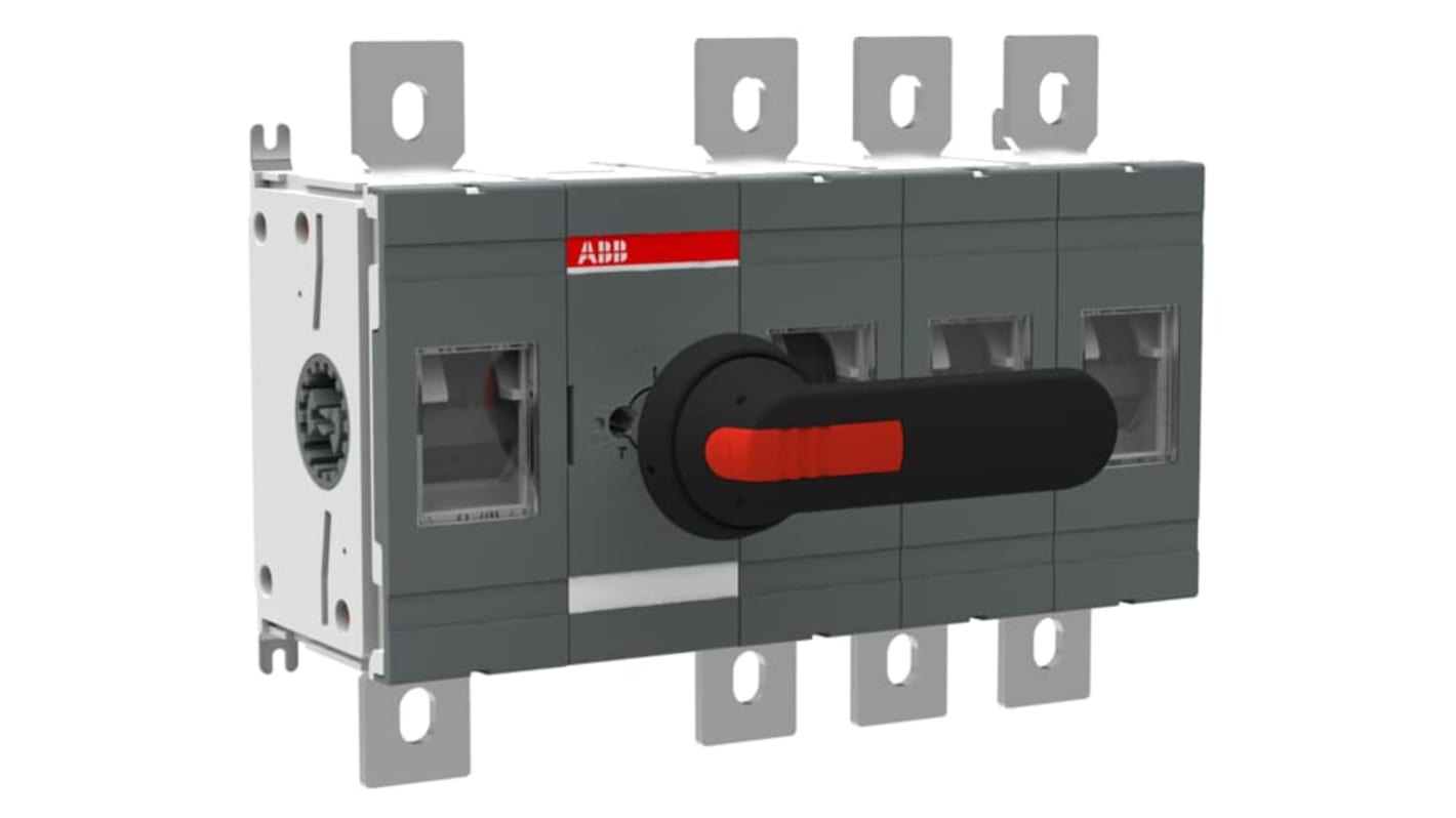 Sezionatore interruttore ABB 1SCA022823R4420, 4 poli, 630A, montaggio superficiale, protezione IP00, per applicazioni industriali.