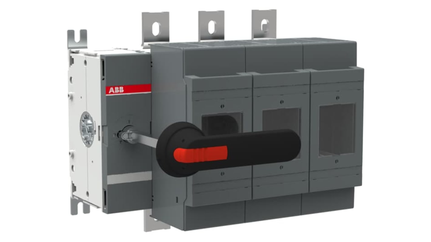 Sezionatore portafusibili ABB, 3 poli, 800A, montaggio su base, azionamento frontale con maniglia, codice 1SCA022825R9920.