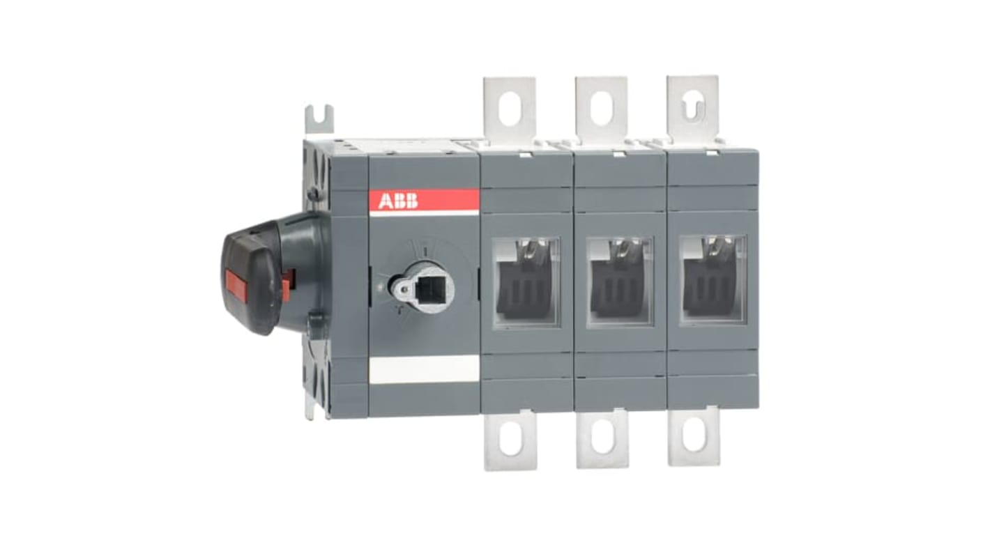 Sezionatore interruttore ABB, 3 poli, 400A, montaggio superficiale, protezione IP00, per applicazioni industriali.
