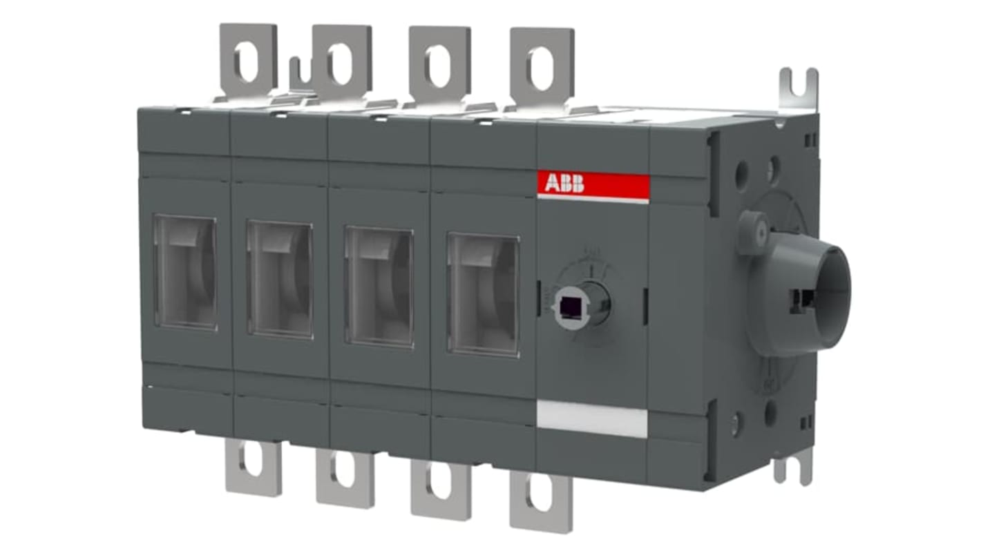 Sezionatore con interruttore ABB, 4 poli, 200A, 1000V, montaggio a vite, terminali Top in - Bottom out.