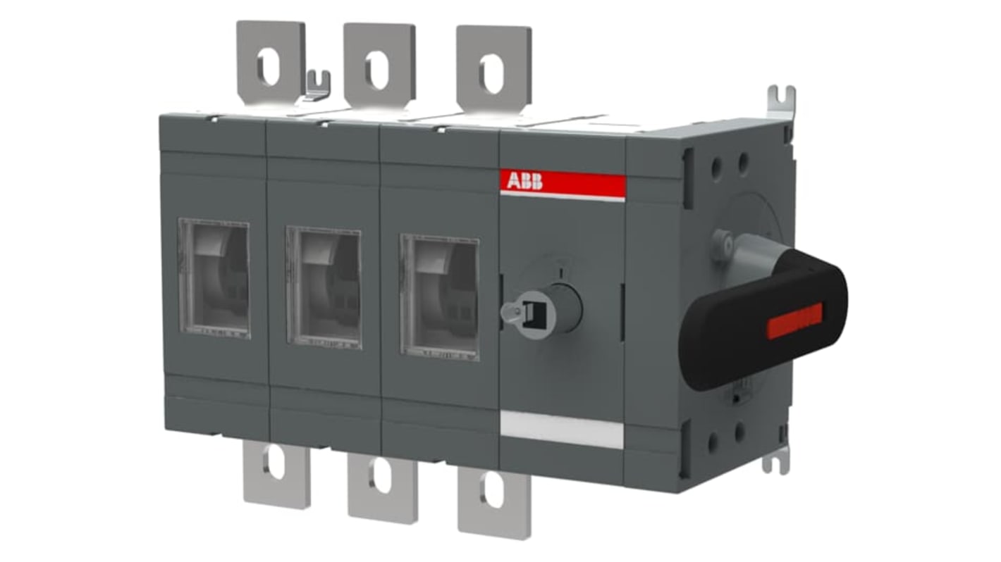 Sezionatore interruttore ABB OT630ES30K, 3 poli, 630A, montaggio superficiale, protezione IP00, potenza 355kW.