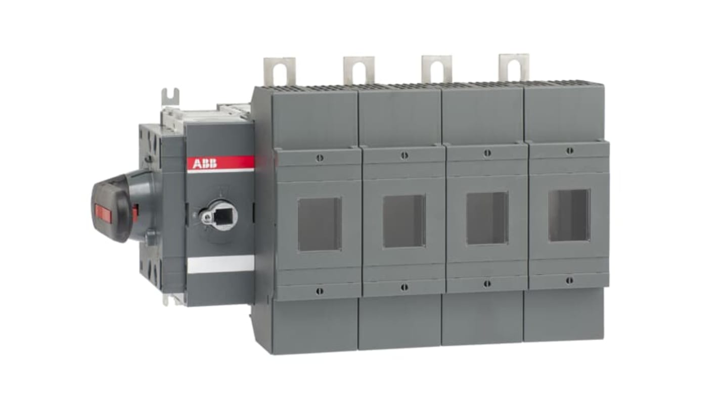Sezionatore portafusibili ABB 1SCA022870R9210, 4 poli, 315A, 500V, azionamento laterale, maniglia inclusa.