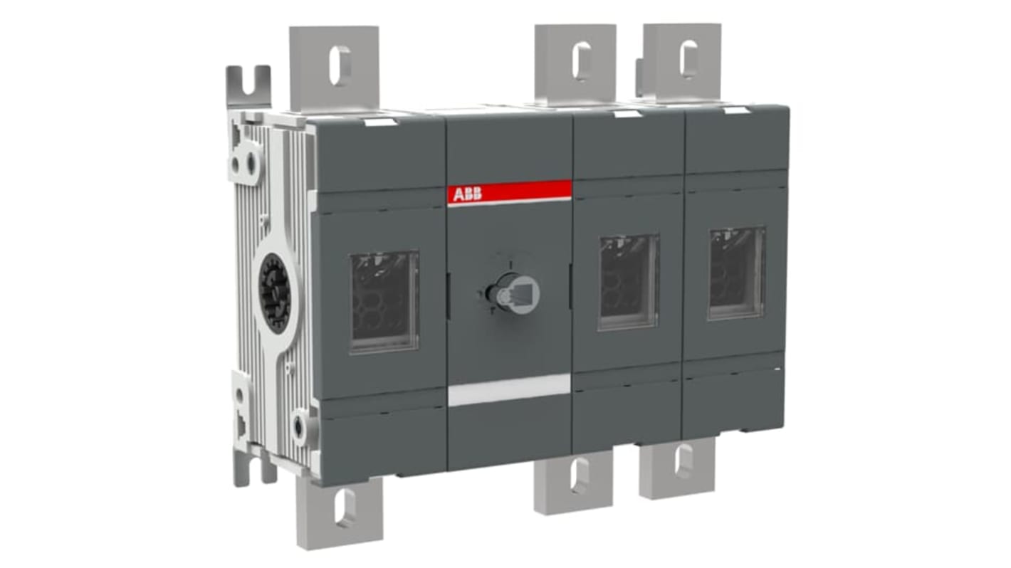 Sezionatore ABB 1SCA101547R1001, 3 poli, 100A, montaggio superficiale, grado di protezione IP00, per applicazioni industriali.