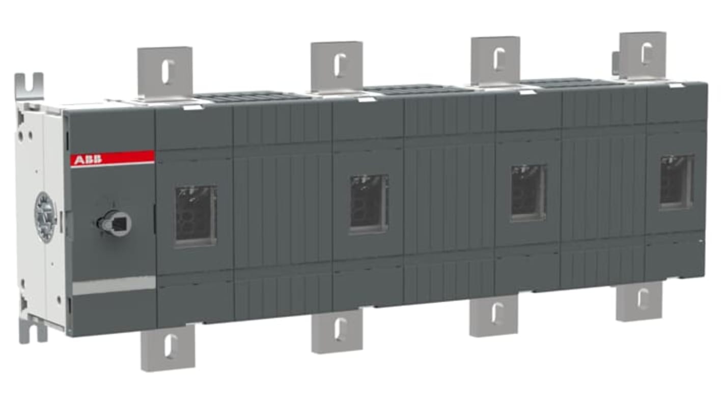 Sezionatore con interruttore ABB, 4 poli, 1250A, 1000V, montaggio a vite, terminali Top in - Bottom out.