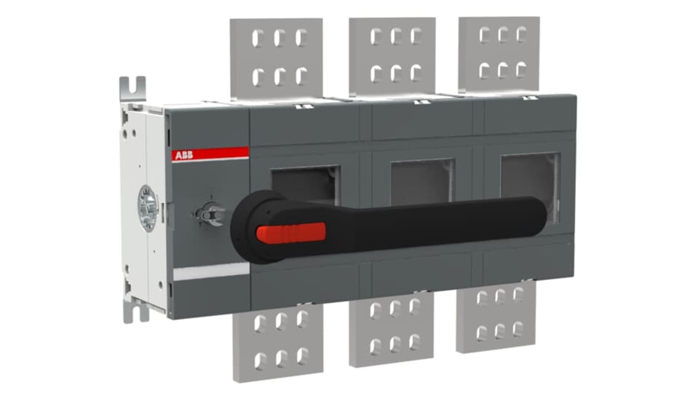 Sezionatore con interruttore ABB, 3 poli, 2500A, 1000V, montaggio a vite, terminali Top in - Bottom out. Modello 1SCA108047R1001.