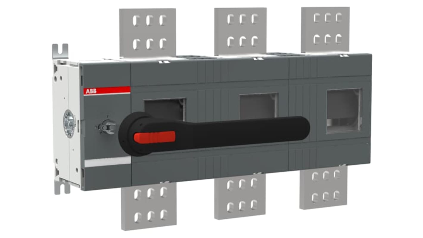 Sezionatore con interruttore ABB, 3 poli, 2500A, montaggio superficiale, protezione IP00, modello 1SCA108049R1001.