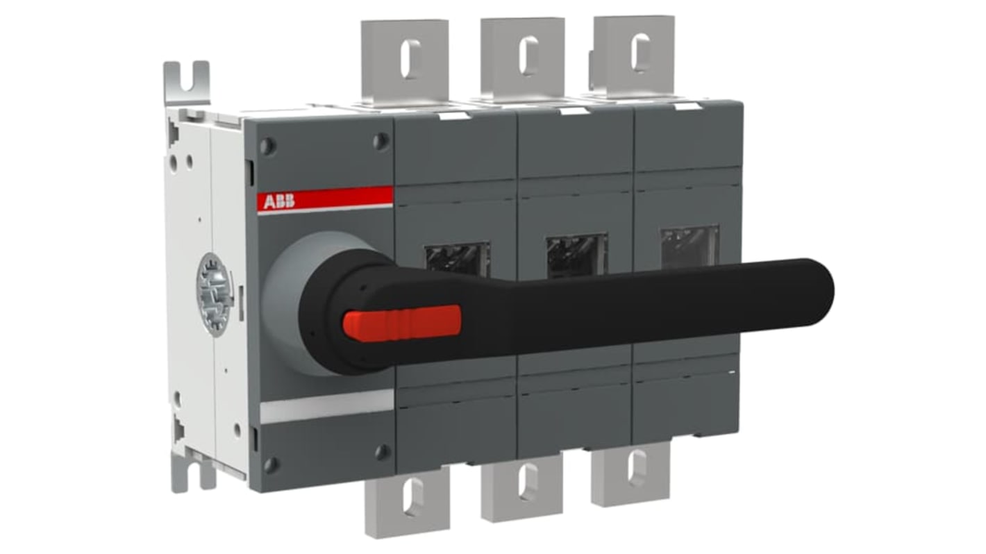 Sezionatore interruttore ABB OT1000E03K, 3 poli, 1000A, montaggio superficiale, protezione IP00, per applicazioni industriali.
