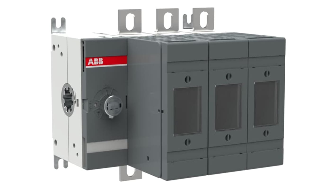 Sezionatore portafusibili ABB, 3 poli, corrente 160A, tensione 500V, design modulare per operazioni sicure.