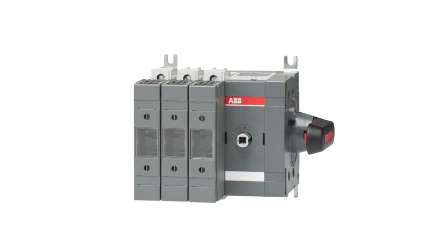 Sezionatore portafusibili ABB, 3 poli, 63A, 500V, design modulare per applicazioni industriali. Codice 1SCA115924R1001.