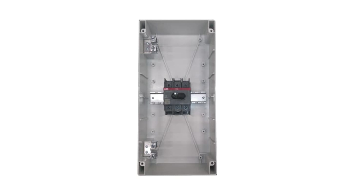 Sezionatore con interruttore ABB serie OTP, 3 poli, 100A, montaggio a vite, IP65, contenitore in policarbonato.