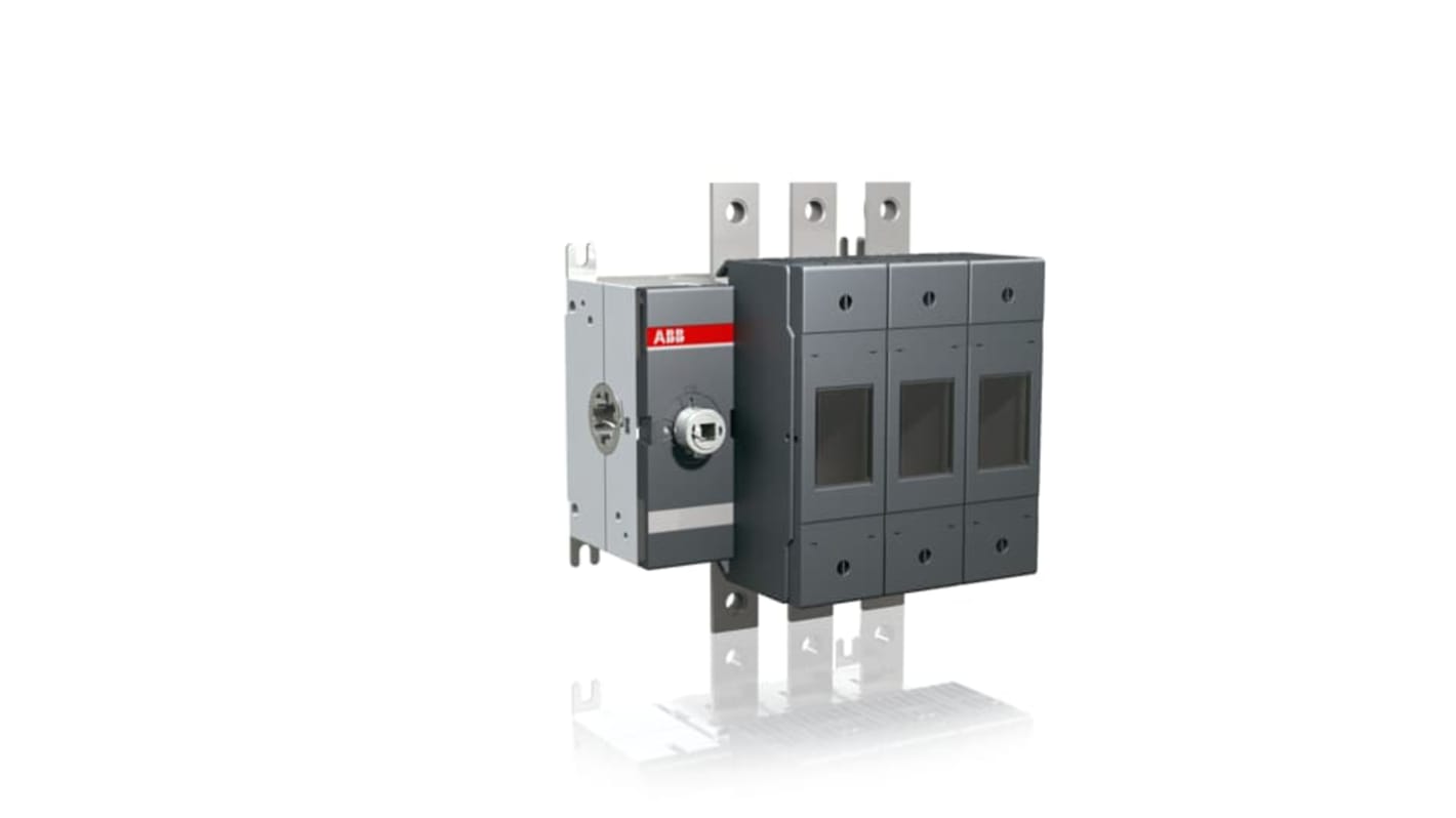 Sezionatore portafusibili ABB, 3 poli, corrente 160A, tensione 500V, design modulare per operazioni sicure.