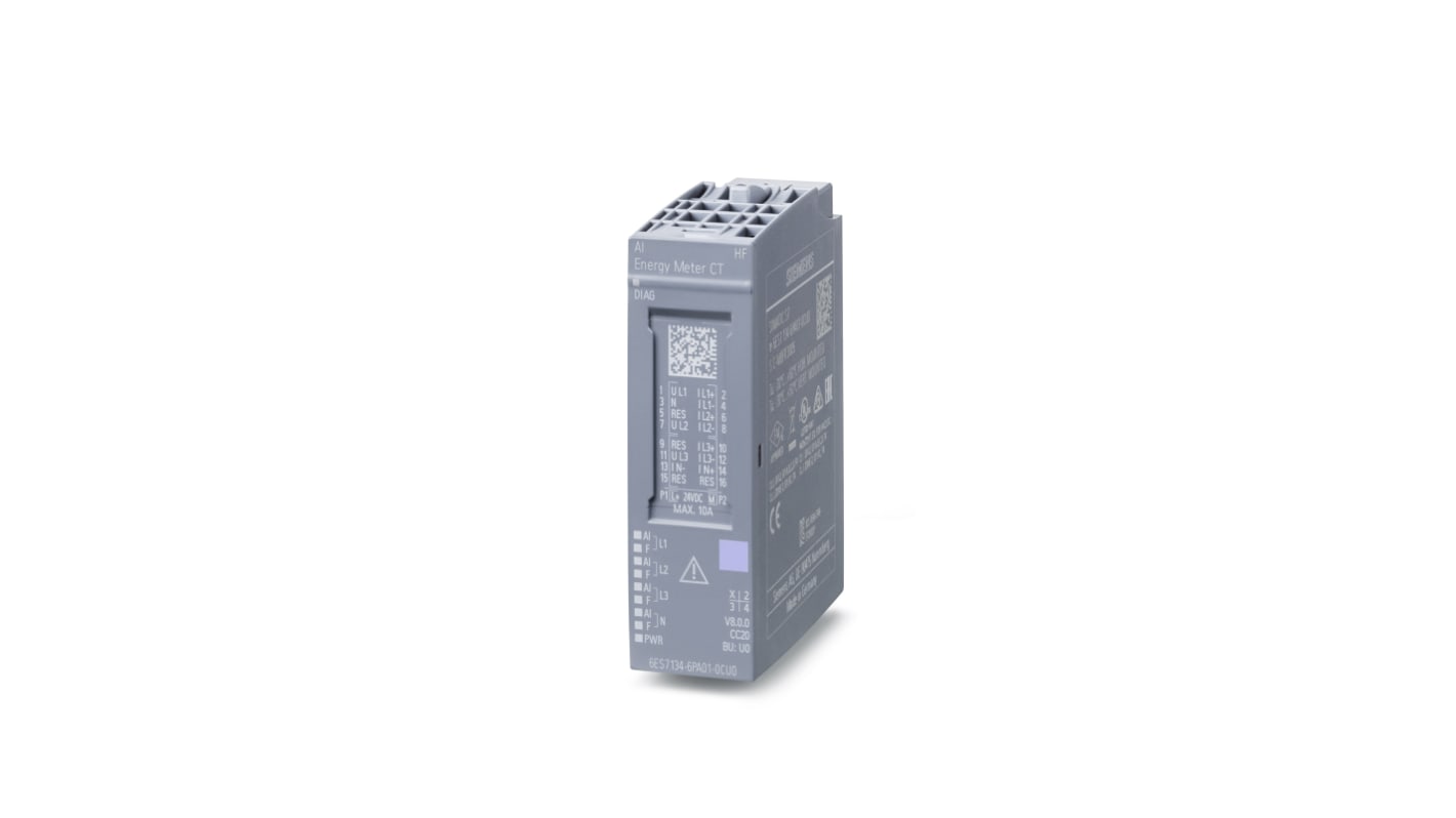 Modulo I/O analogico Siemens 6ES7134-6PA01-0CU0, compatibile con BU tipo U0, dimensioni 20 x 73 x 58 mm.